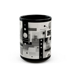Modern Geometric Black Mug. Custom Name 11oz/15oz. 01