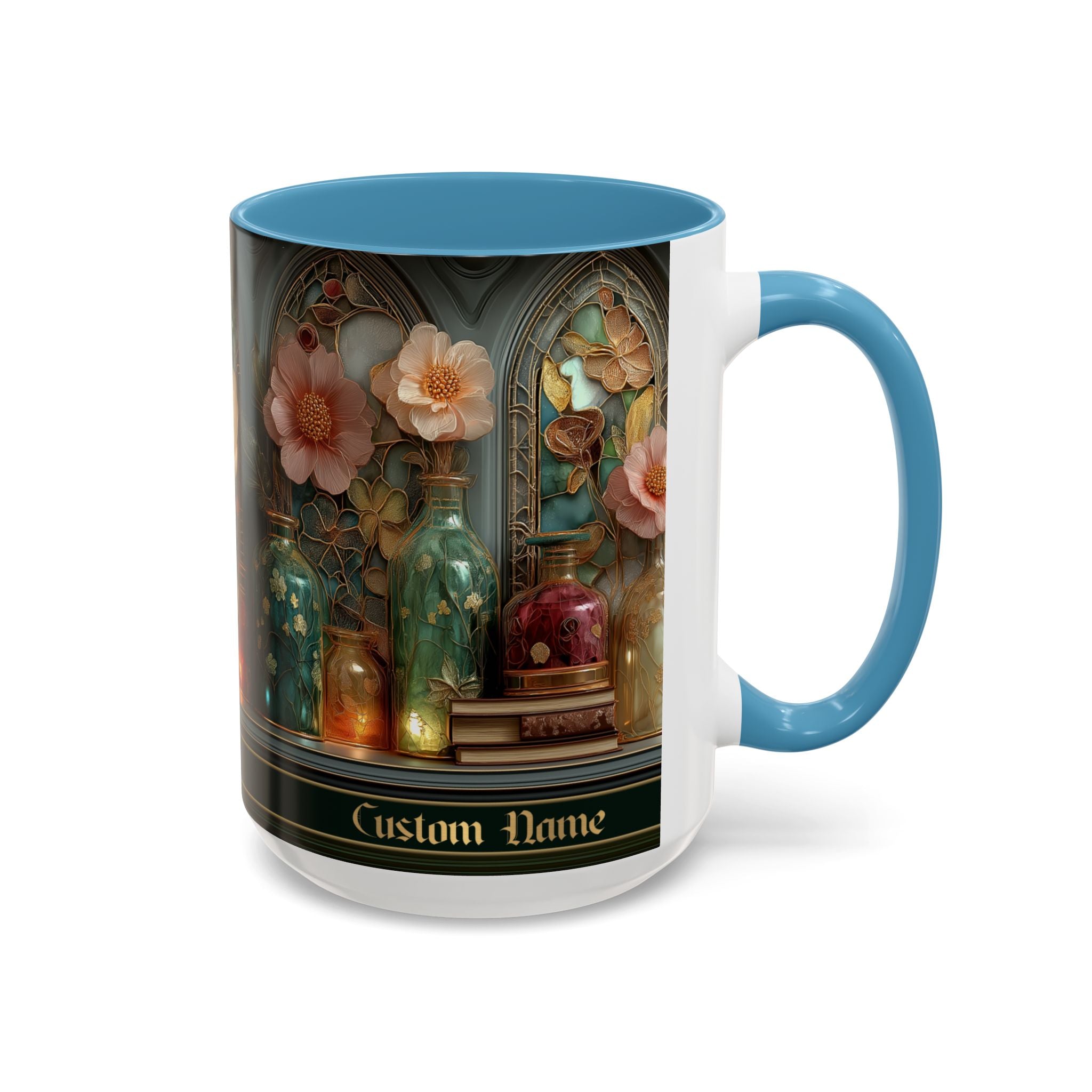 Personalized Floral Apothecary Ceramic Mug (11/15 oz) - 02