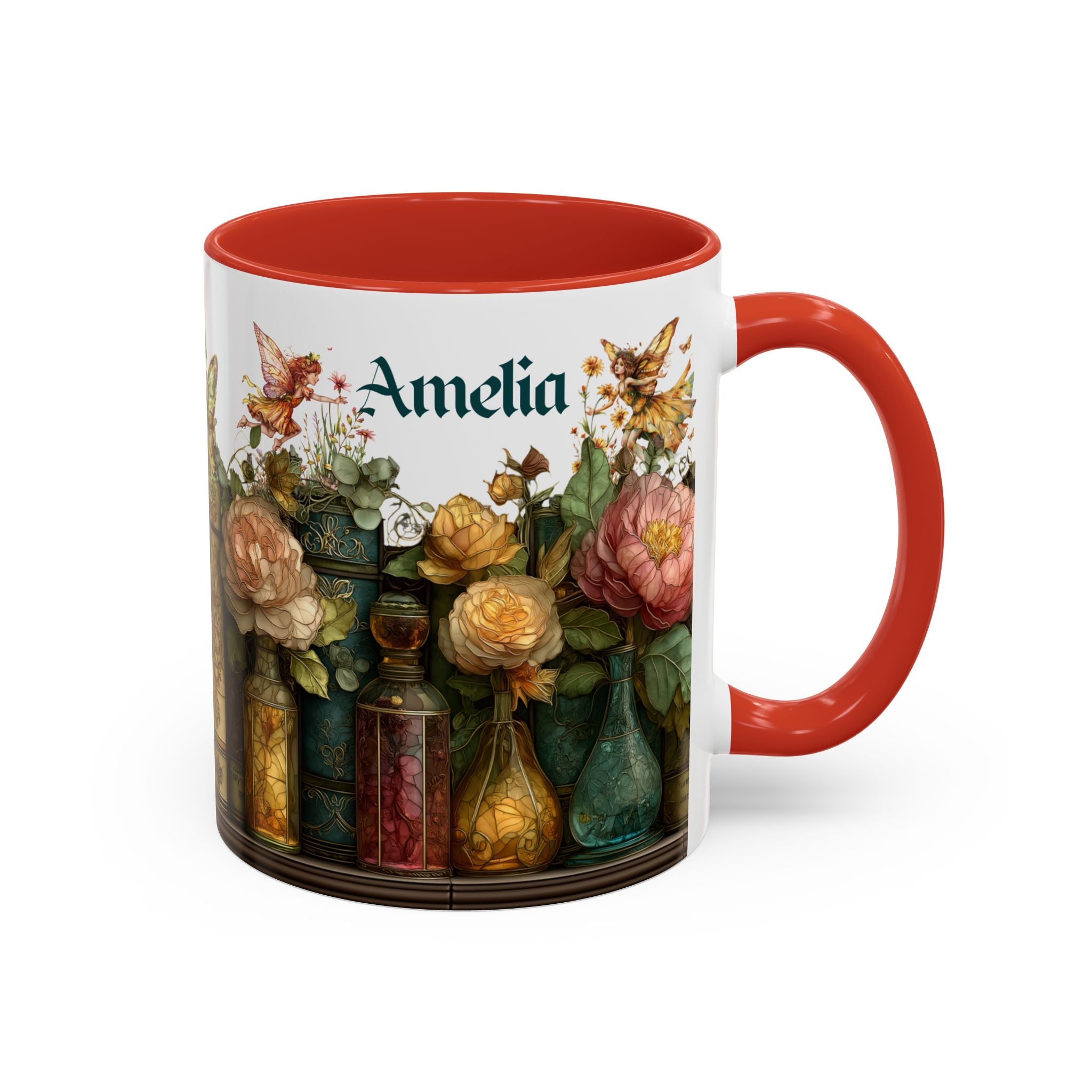 Personalized Floral Apothecary Ceramic Mug (11/15 oz) - 01