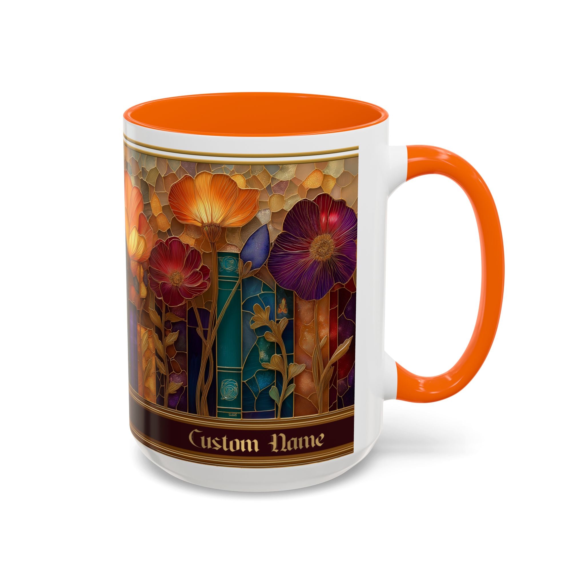 Personalized Floral Stained-Glass Ceramic Mug (11/15 oz) - 06