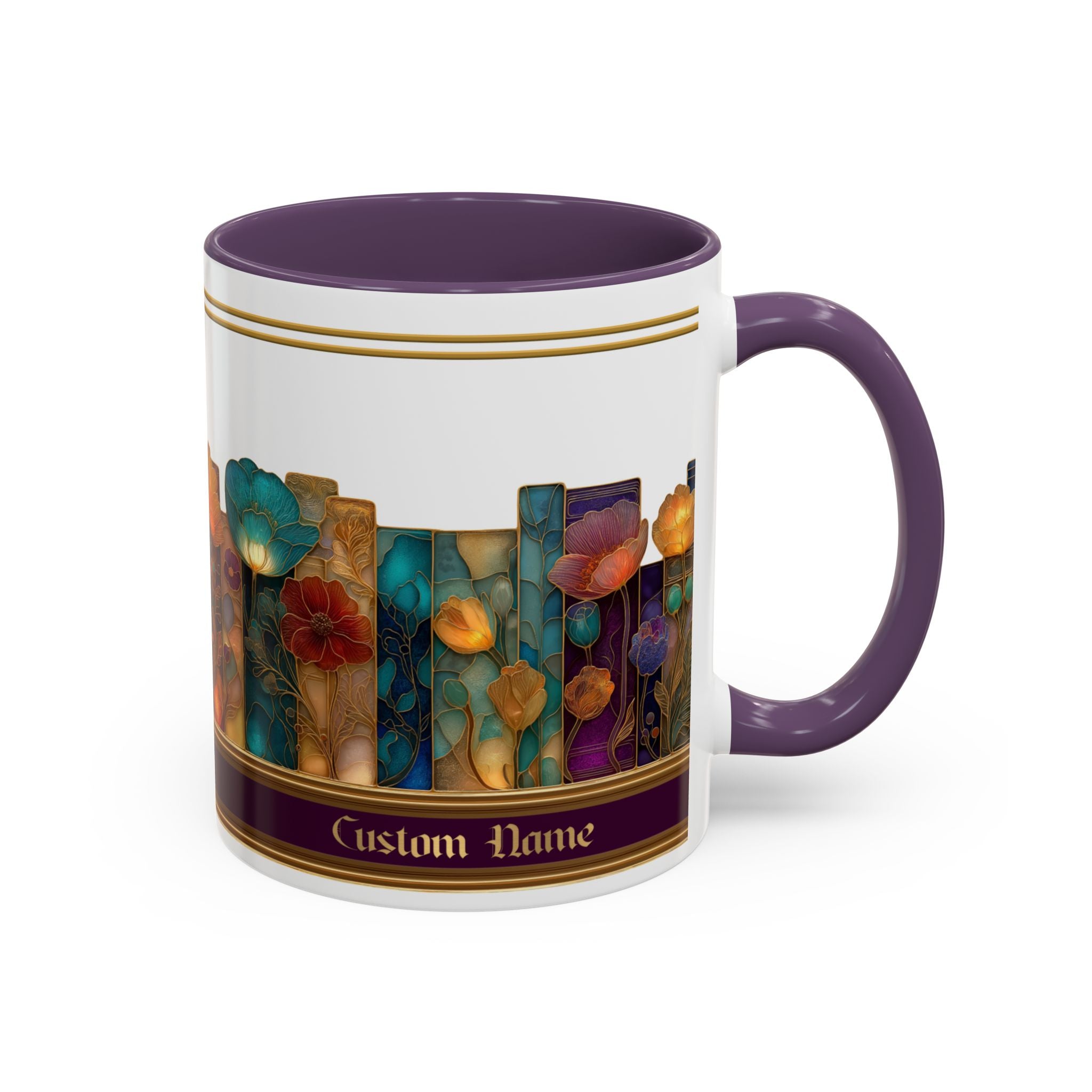 Personalized Floral Stained-Glass Ceramic Mug (11/15 oz) - 02