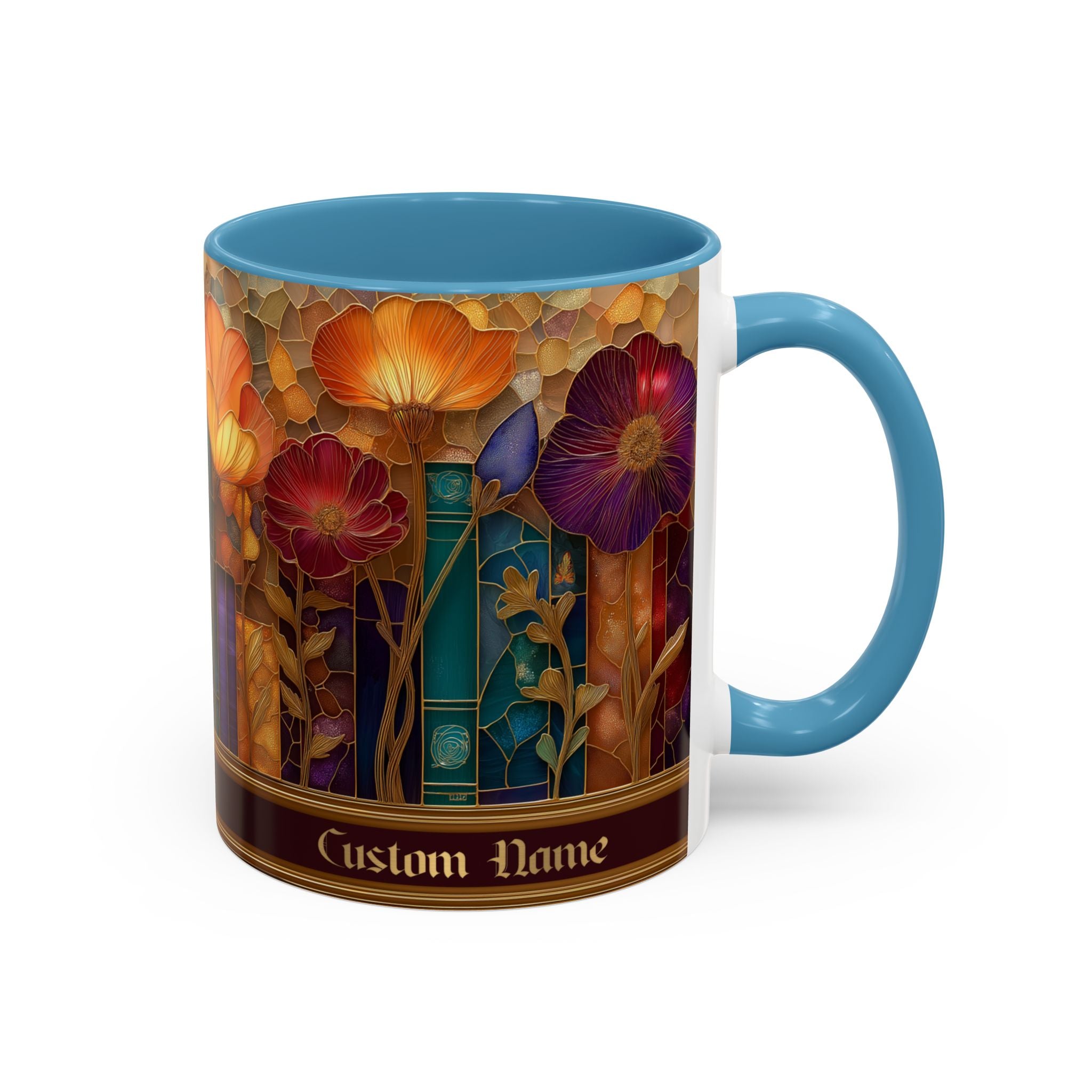 Personalized Floral Stained-Glass Ceramic Mug (11/15 oz) - 06