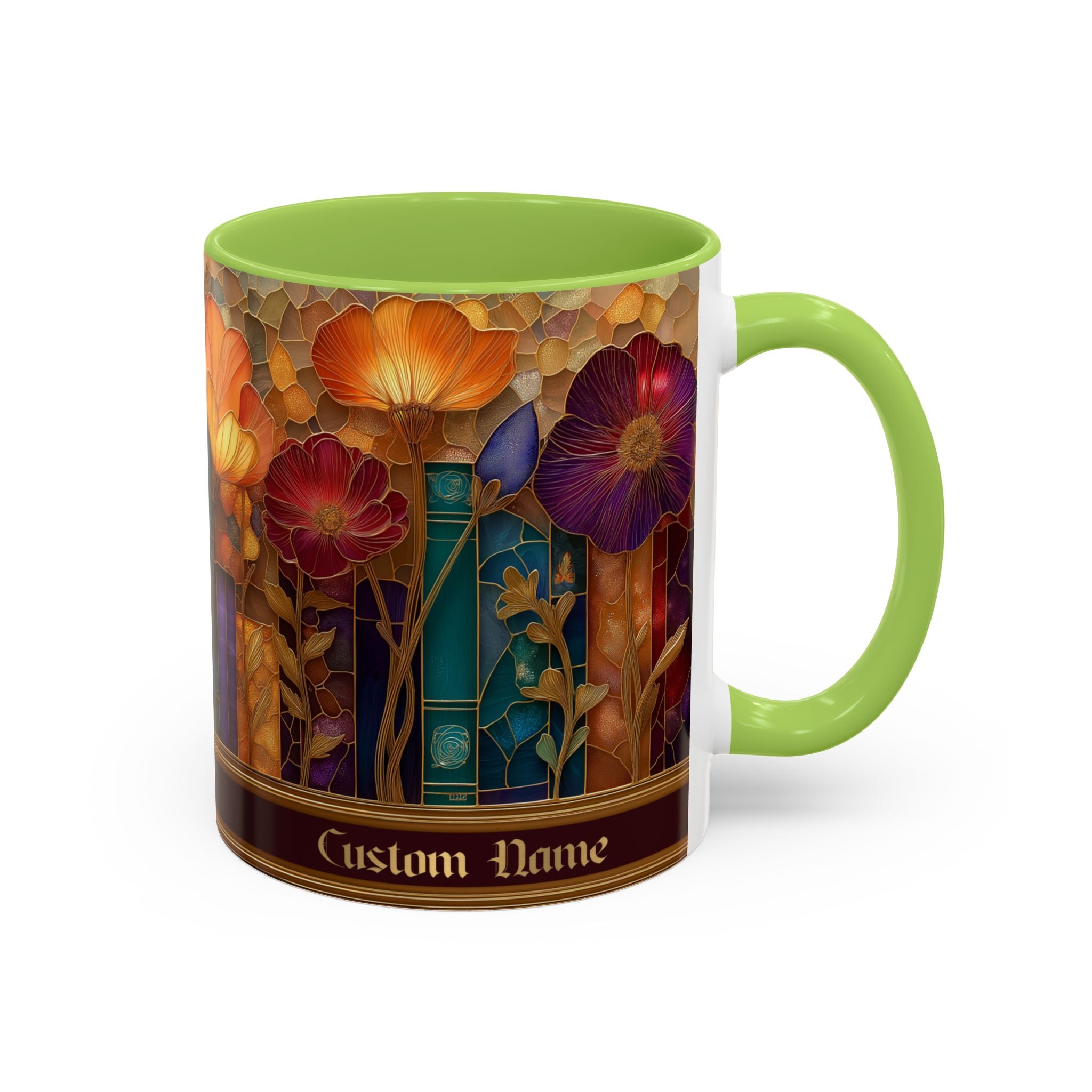 Personalized Floral Stained-Glass Ceramic Mug (11/15 oz) - 06