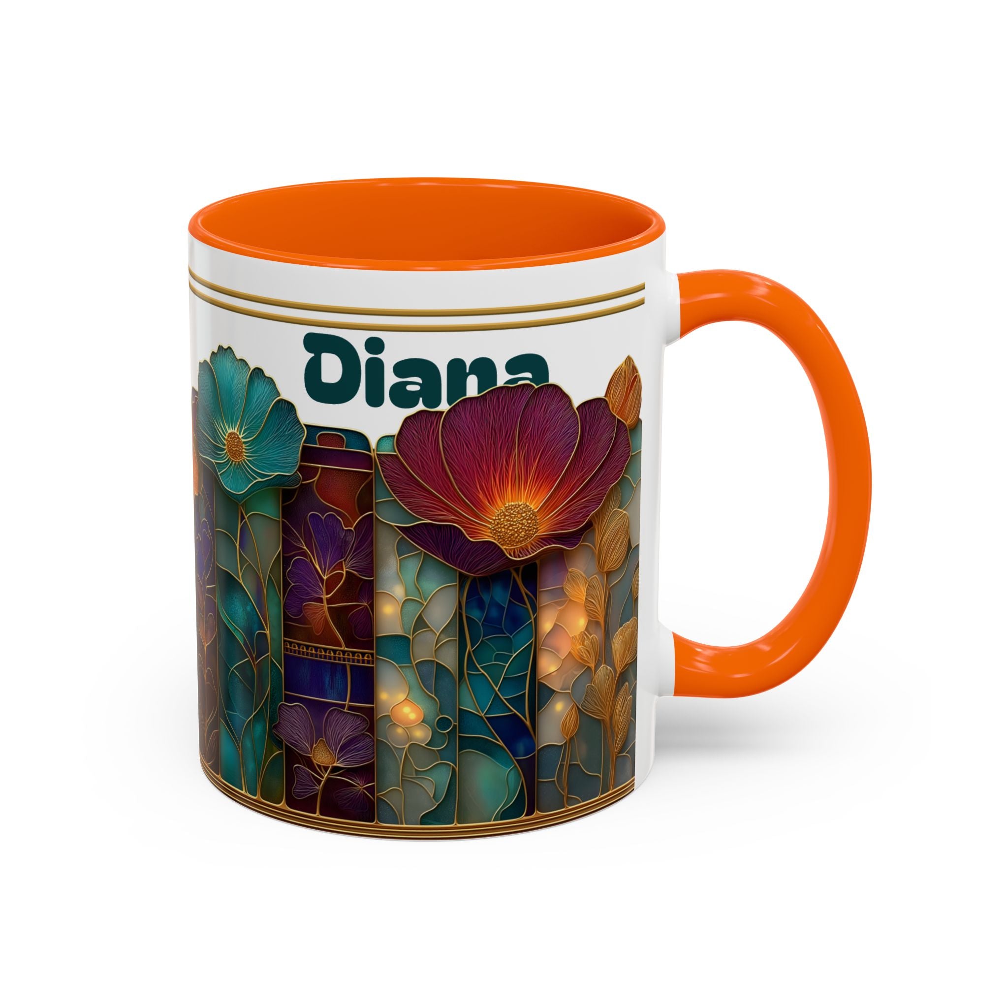 Personalized Floral Stained-Glass Ceramic Mug (11/15 oz) - 01