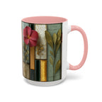 Floral Stained Glass Accent Coffee Mug — Botanical Patchwork Design (11/15 oz)