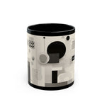 Modern Geometric Black Mug. Custom Name 11oz/15oz. 04