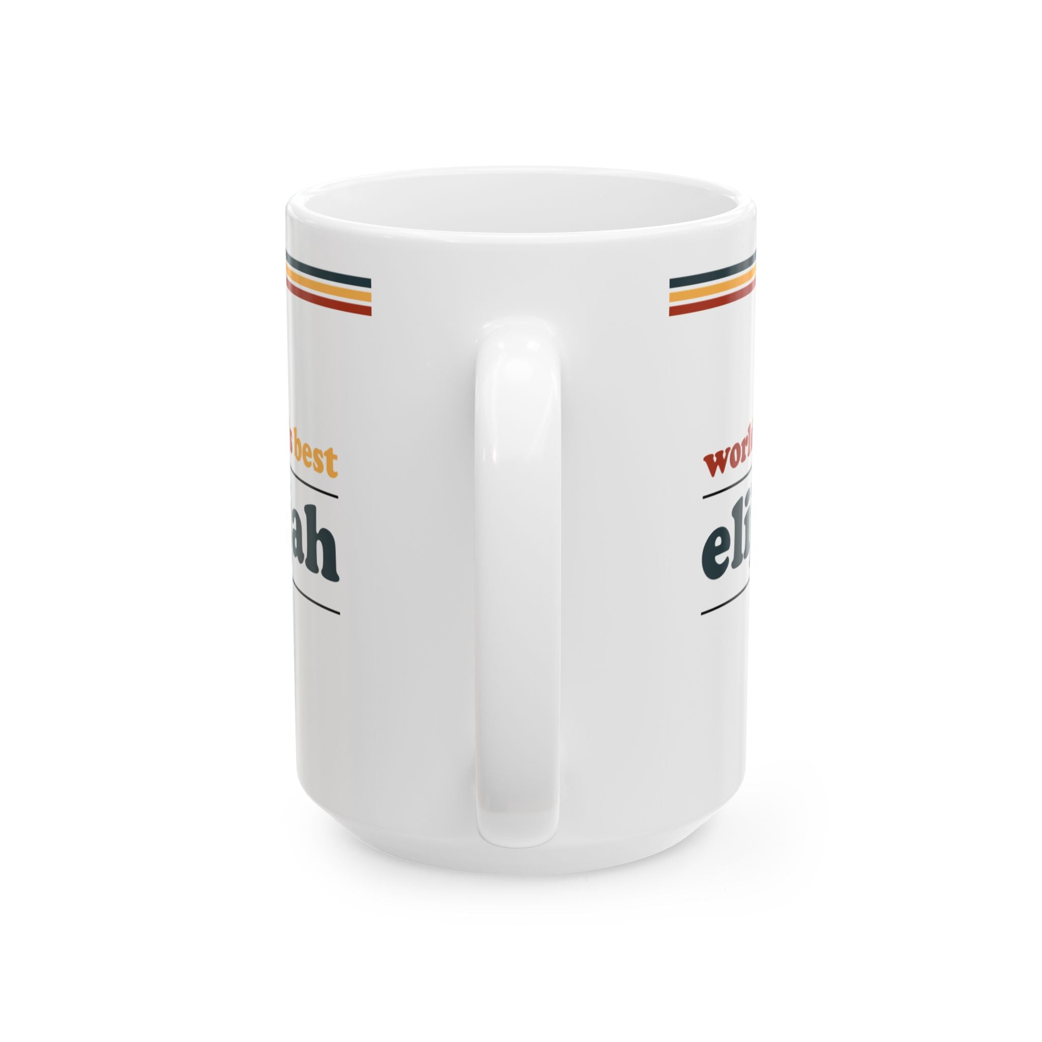 Retro Stripe Ceramic Mug – 'World's Best - Custom Name' Mug (11oz & 15oz) - 01
