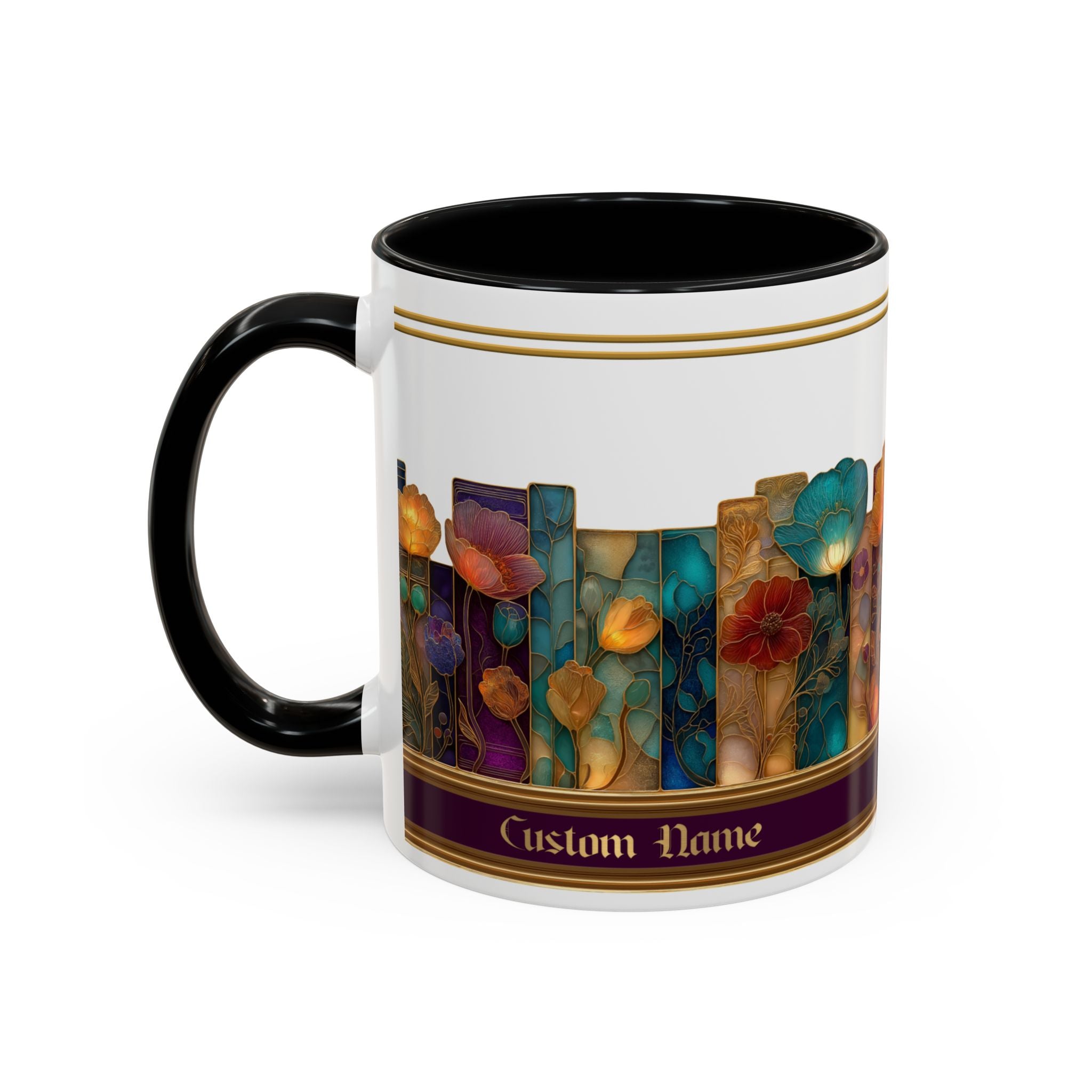 Personalized Floral Stained-Glass Ceramic Mug (11/15 oz) - 02