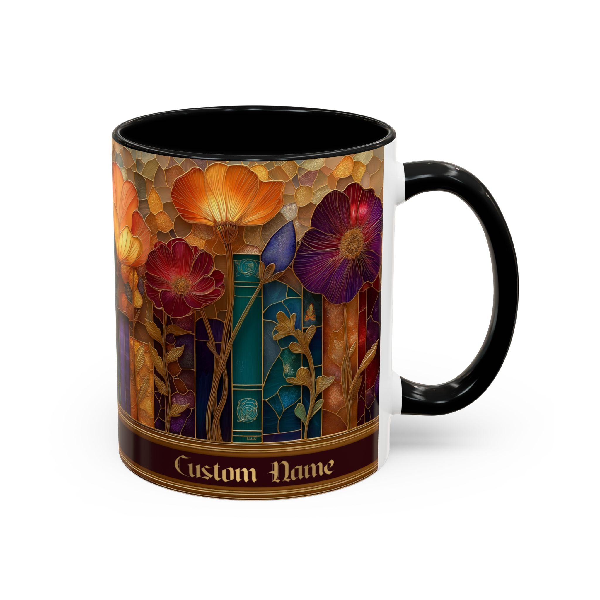 Personalized Floral Stained-Glass Ceramic Mug (11/15 oz) - 06