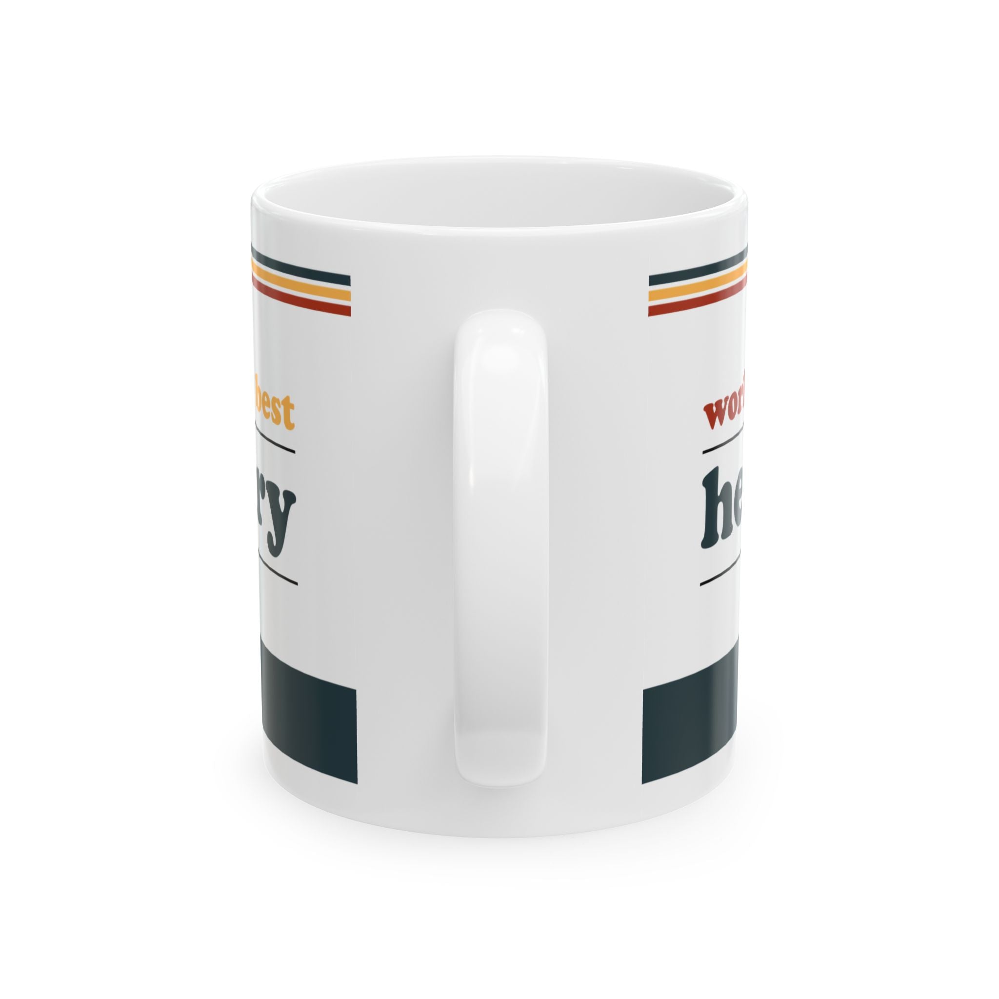 Retro Stripe Ceramic Mug – 'World's Best - Custom Name' Mug (11oz & 15oz) - 03