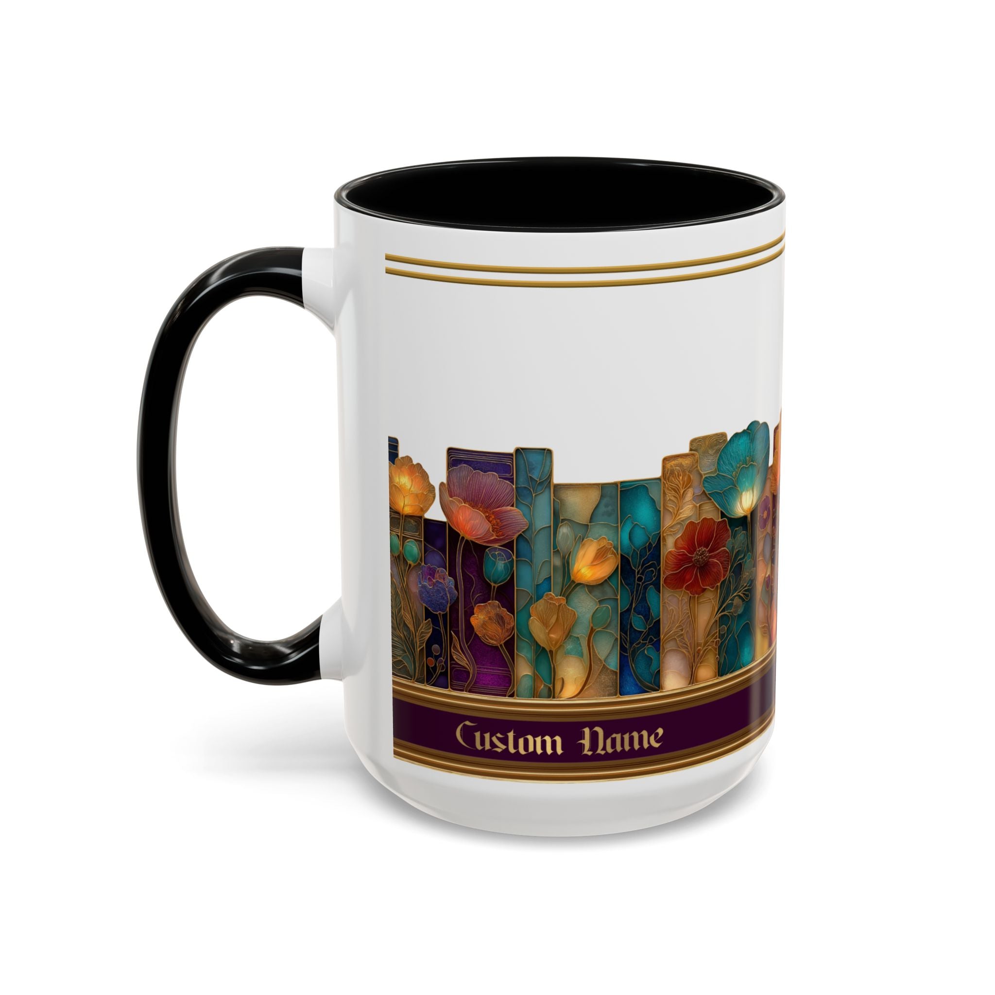 Personalized Floral Stained-Glass Ceramic Mug (11/15 oz) - 02
