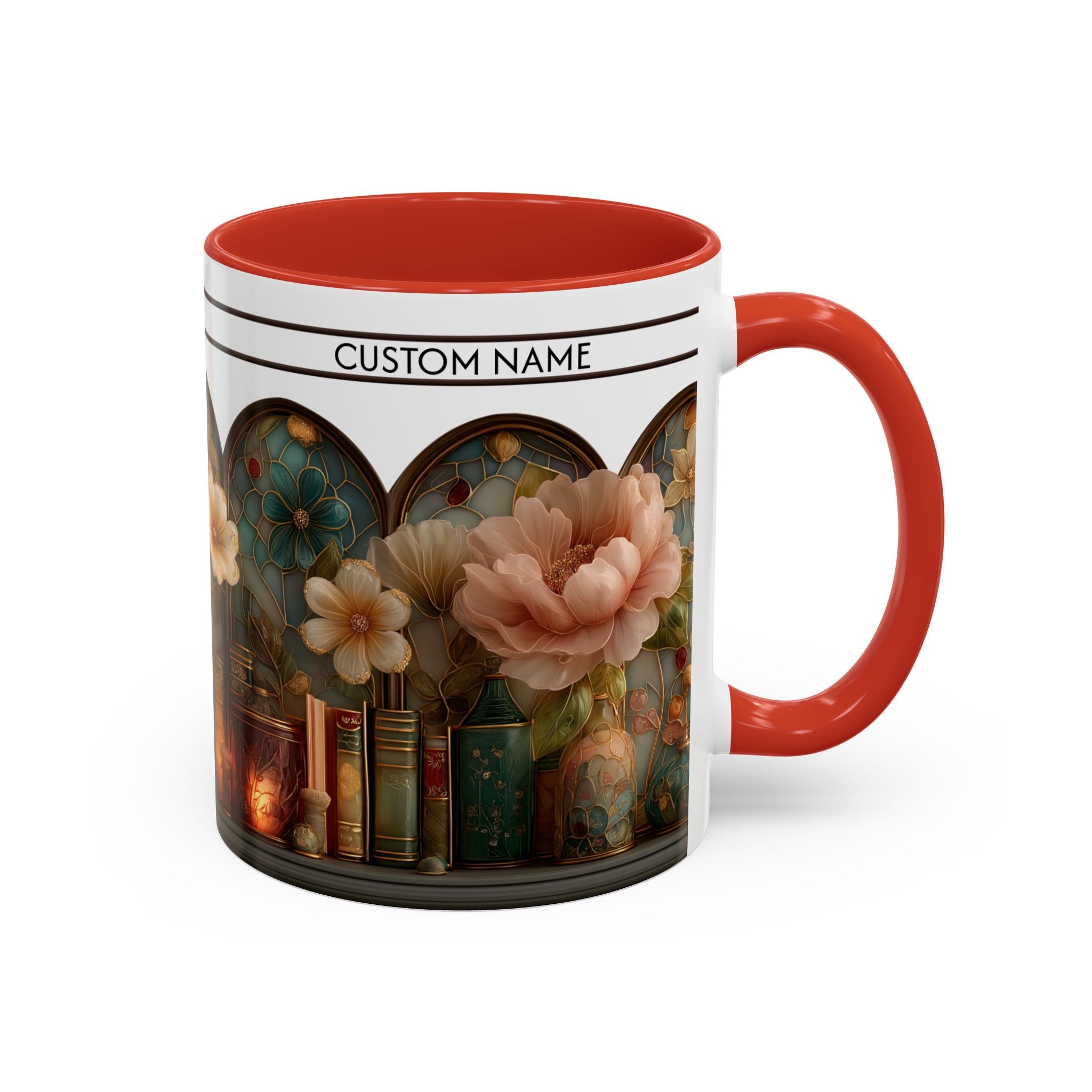 Personalized Floral Stained-Glass Ceramic Mug (11/15 oz) - 04