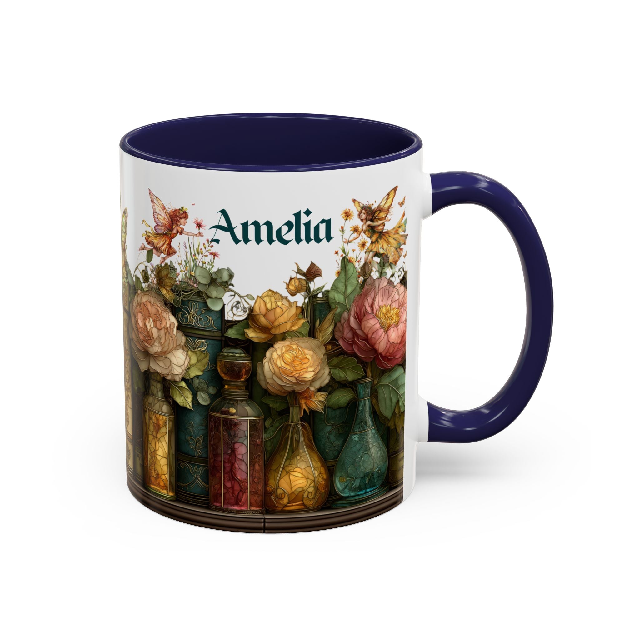 Personalized Floral Apothecary Ceramic Mug (11/15 oz) - 01