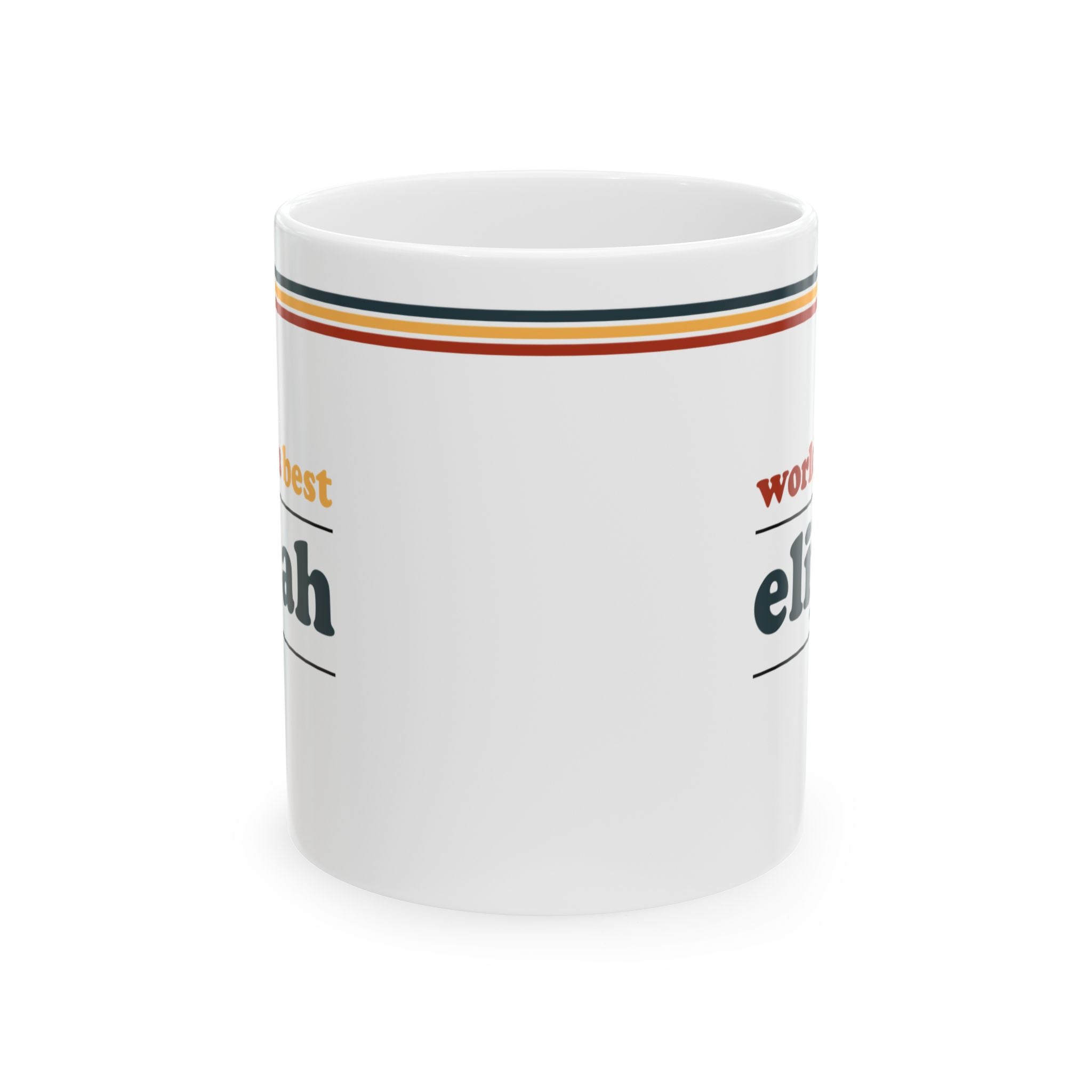 Retro Stripe Ceramic Mug – 'World's Best - Custom Name' Mug (11oz & 15oz) - 01
