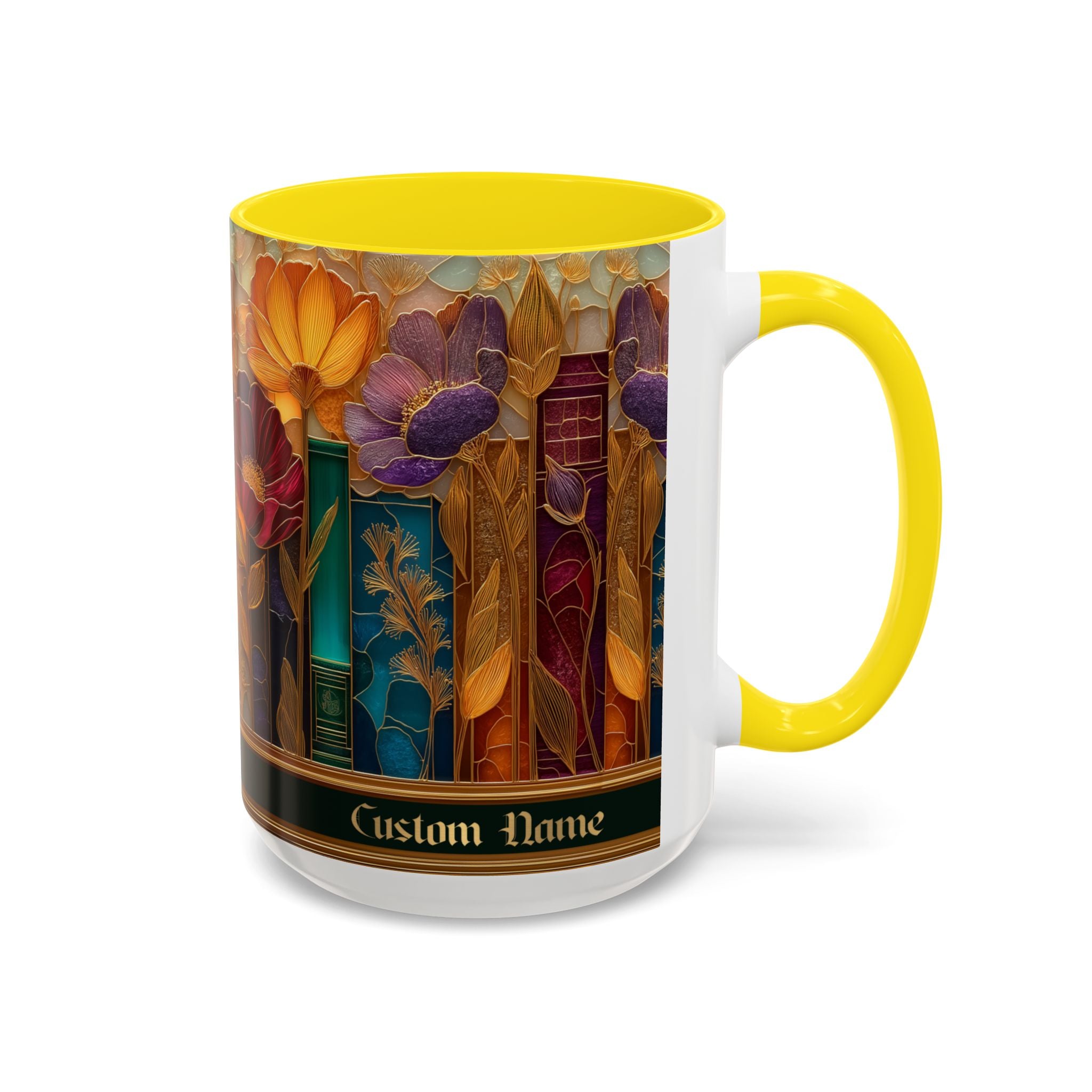 Personalized Floral Stained-Glass Ceramic Mug (11/15 oz) - 07