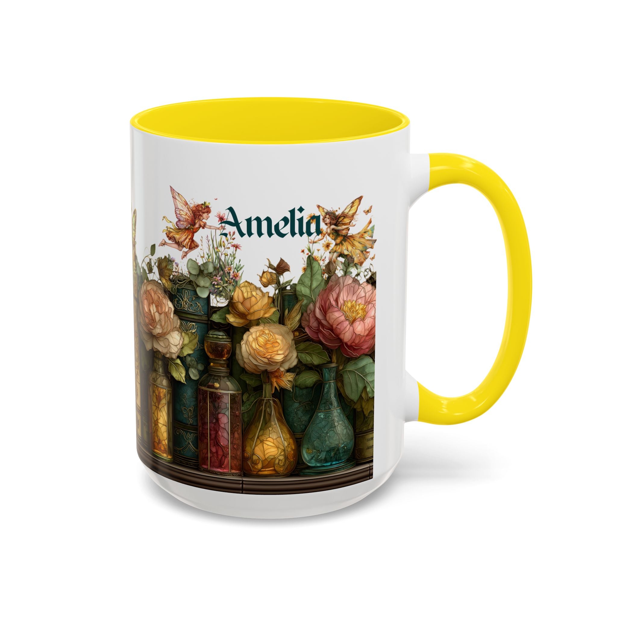 Personalized Floral Apothecary Ceramic Mug (11/15 oz) - 01