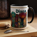 Personalized Floral Stained-Glass Ceramic Mug (11/15 oz) - 01