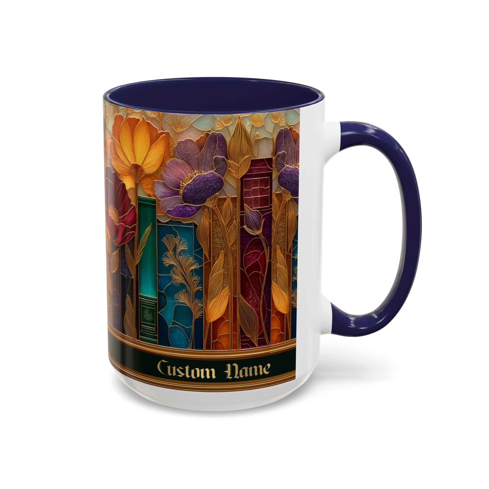 Personalized Floral Stained-Glass Ceramic Mug (11/15 oz) - 07