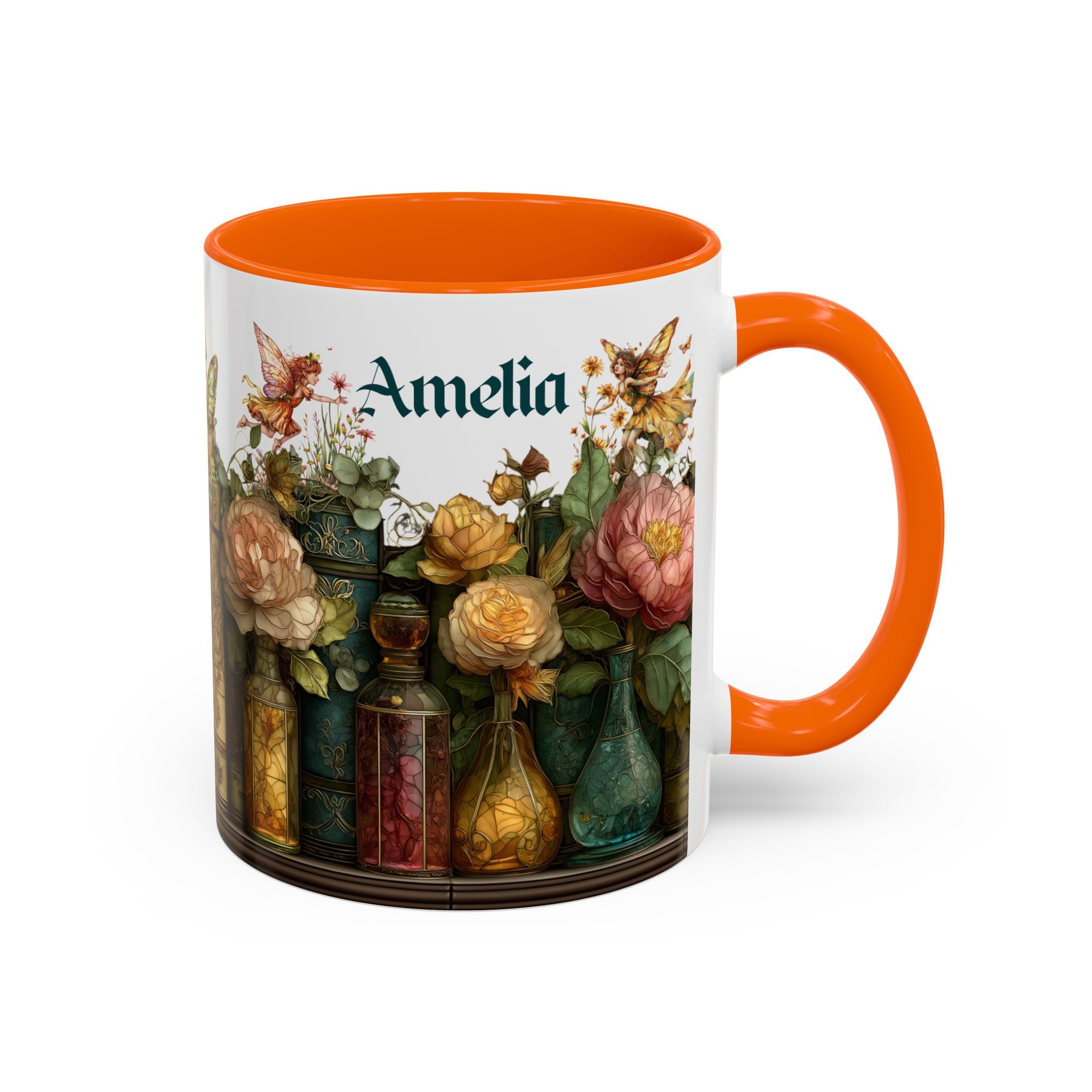 Personalized Floral Apothecary Ceramic Mug (11/15 oz) - 01
