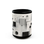 Modern Geometric Black Mug. Custom Name 11oz/15oz. 02
