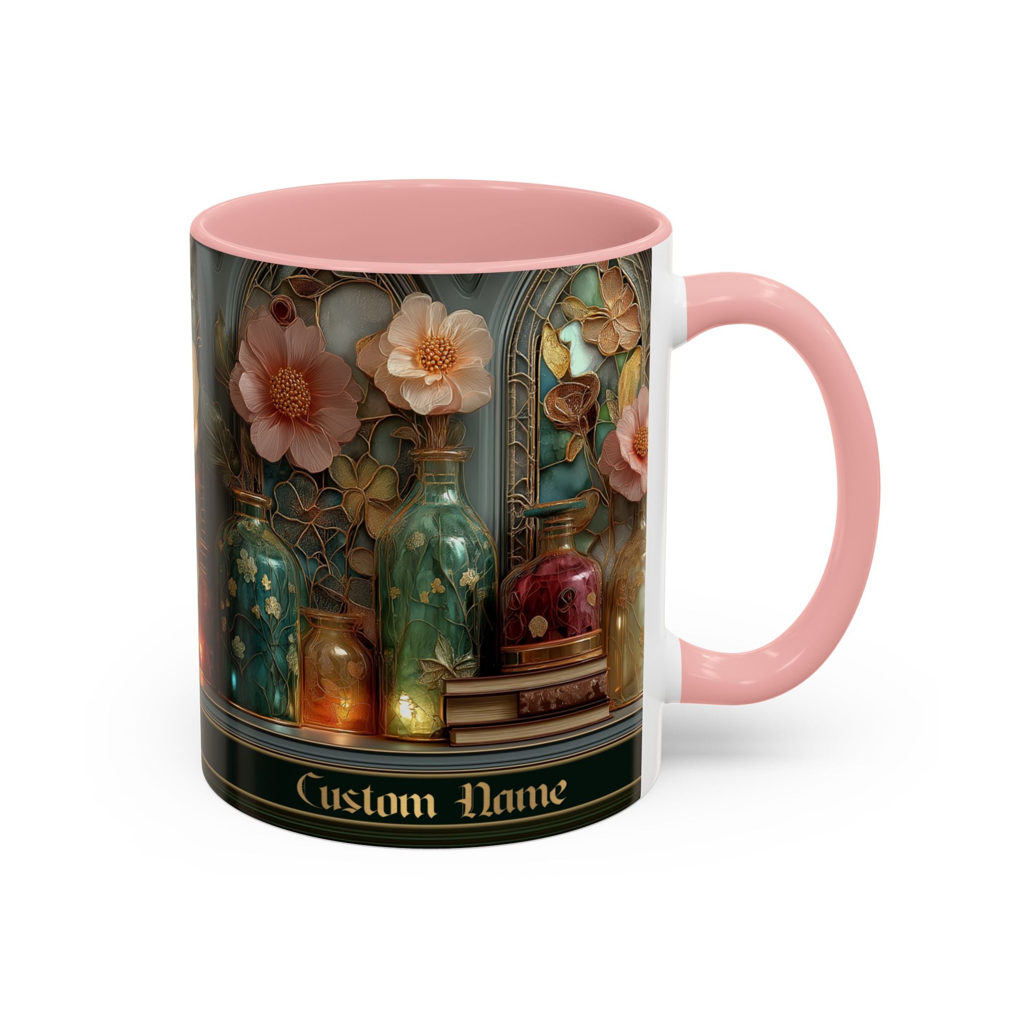 Personalized Floral Apothecary Ceramic Mug (11/15 oz) - 02