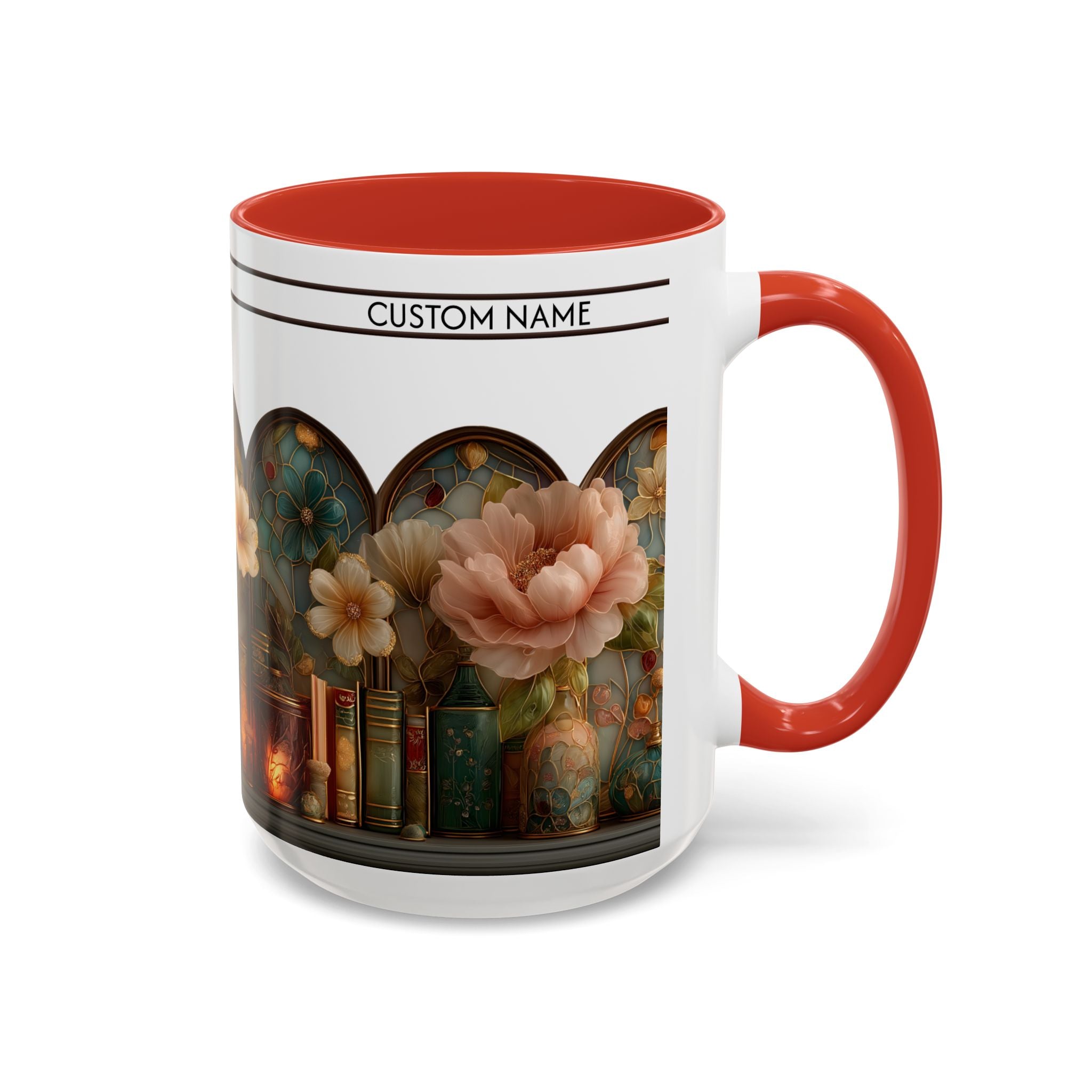 Personalized Floral Stained-Glass Ceramic Mug (11/15 oz) - 04