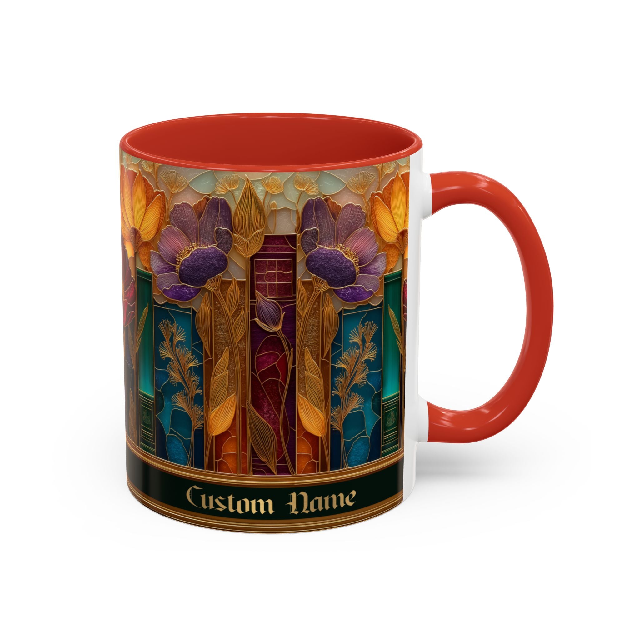 Personalized Floral Stained-Glass Ceramic Mug (11/15 oz) - 07