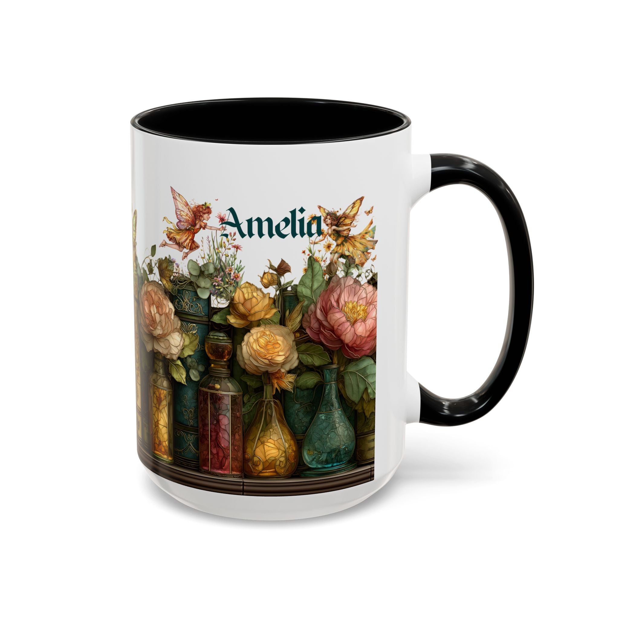 Personalized Floral Apothecary Ceramic Mug (11/15 oz) - 01