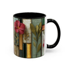 Floral Stained Glass Accent Coffee Mug — Botanical Patchwork Design (11/15 oz)