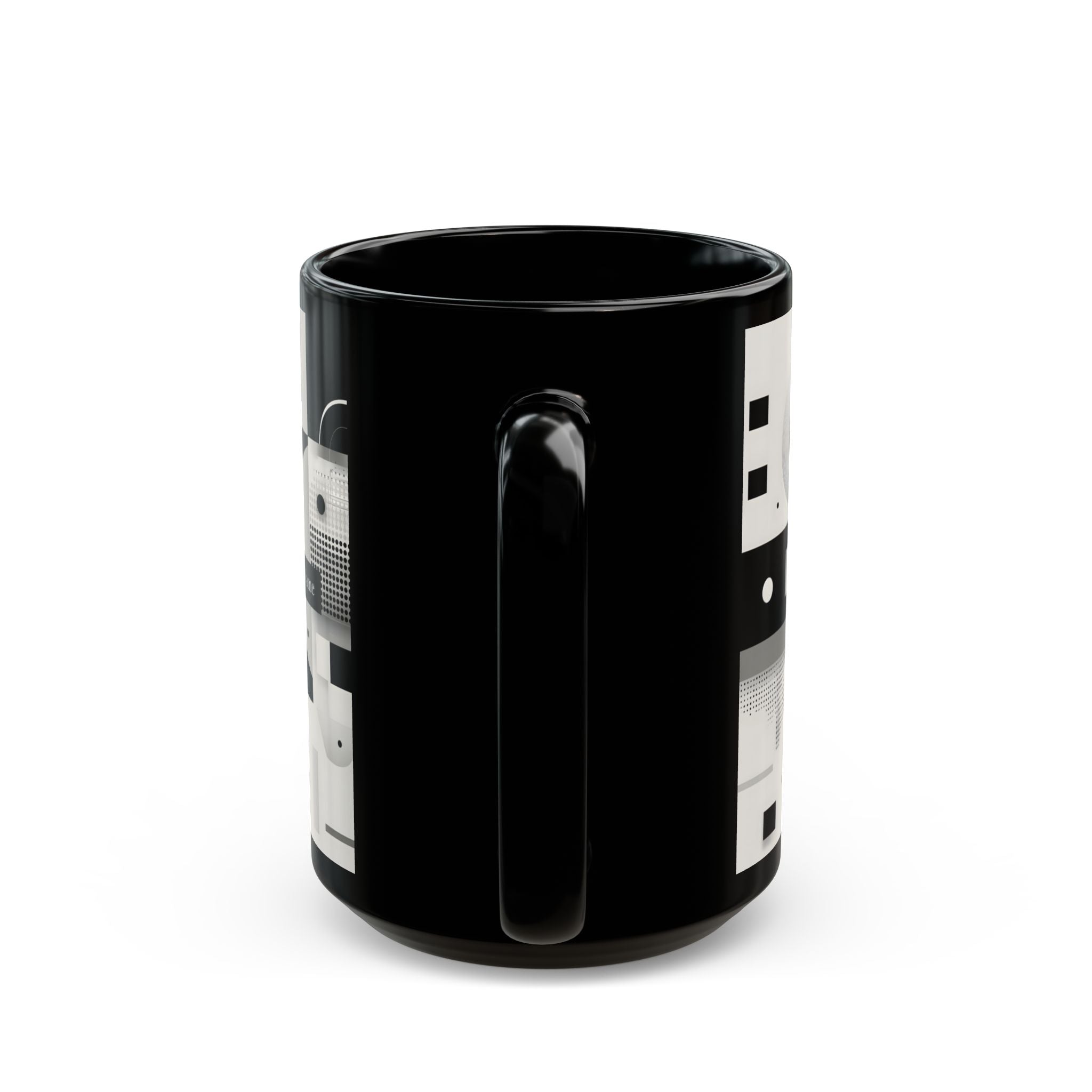 Modern Geometric Black Mug. Custom Name 11oz/15oz. 01