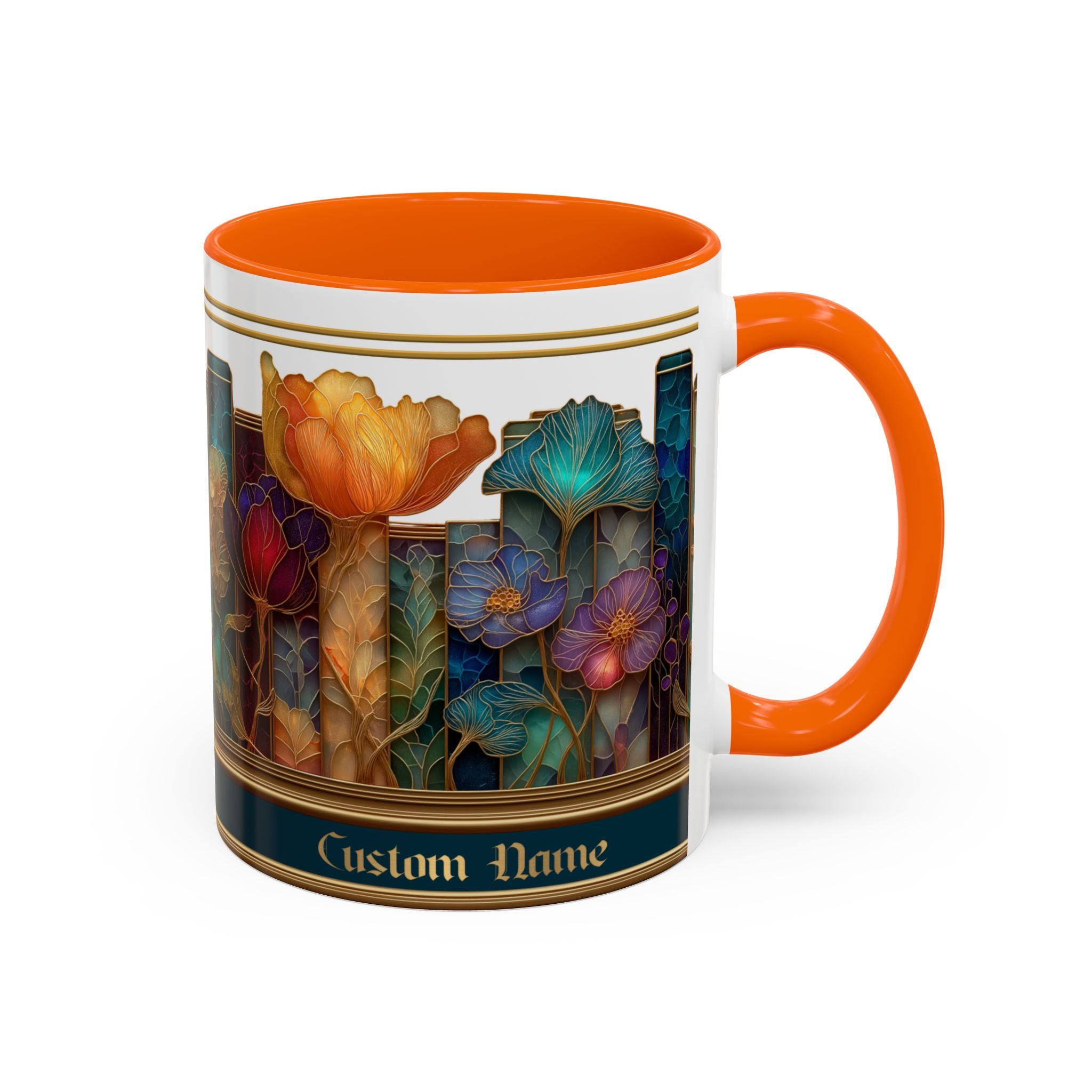 Personalized Floral Stained-Glass Ceramic Mug (11/15 oz) - 03